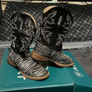Roper Zebra glitter Little Kids US 2 EUR 32.5 cowboy western boots black silver